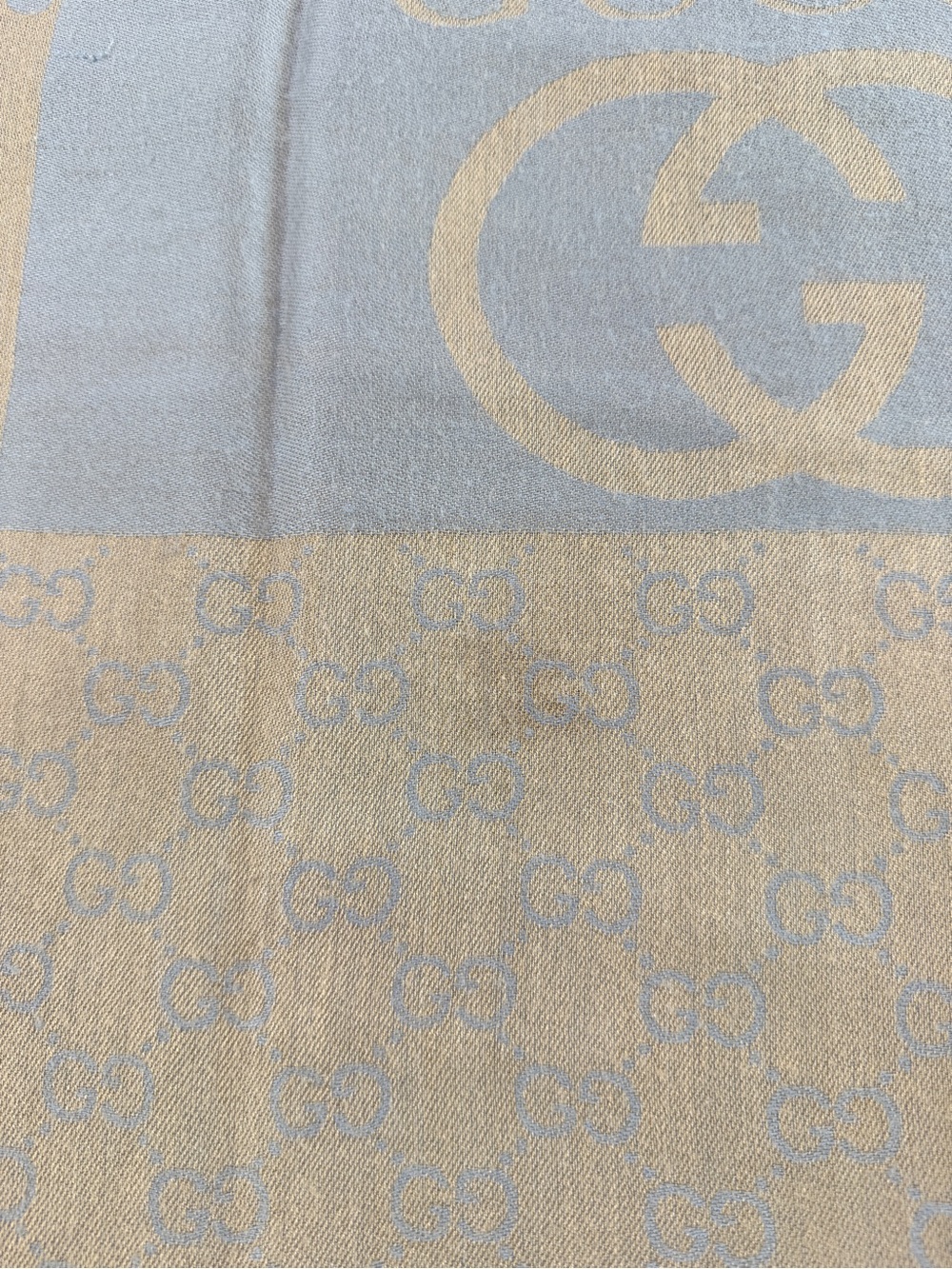 Gucci Cashmere & Silk Monogram Scarf soft dove gray & warm beige (sand/tan) - Picture 9 of 11